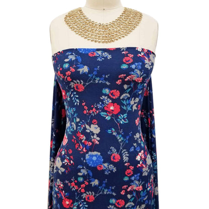 DP-92-703-NAVY-RED - PRINTED TWIST CREPE 92% POLY 8% SPANDEX