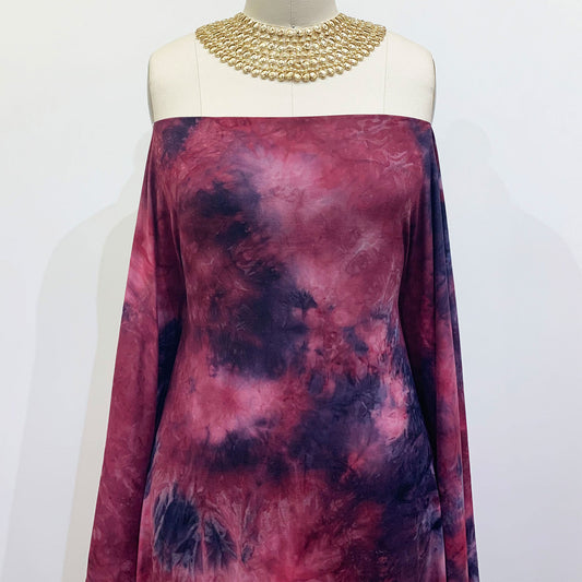 DPT-1402-668-INDIGO-BURGUNDY - HAND TIE DYE DTY 92% POLY 8% SPANDEX DTY DOUBLE SIDED BRUSH