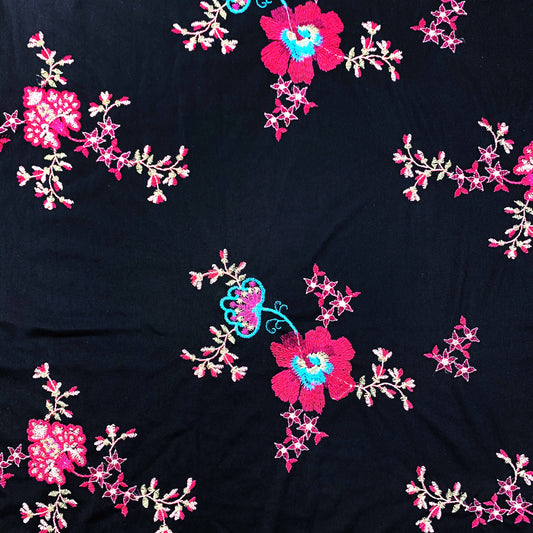 EB-414-MESH-BLACK-PINK - EMB MESH 100% NYLON, YARN 100% POLY