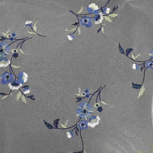 EB-416-MESH-IVORY-DENIM - EMB MESH 100% NYLON, YARN 100% POLY