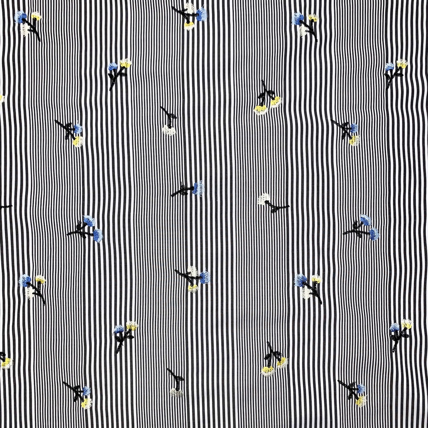 EB-422-306STP-T-BLACK-BLUE - STP VOILE 95% POLY 5% COTTON; EMB YARD 100% POLY