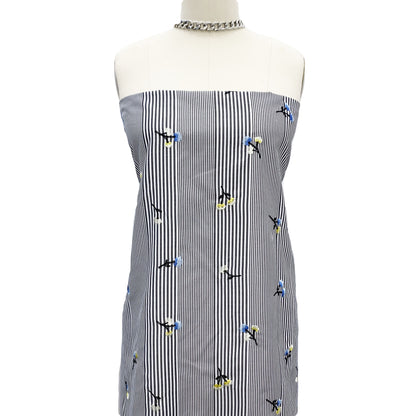 EB-422-306STP-T-BLACK-BLUE - STP VOILE 95% POLY 5% COTTON; EMB YARD 100% POLY