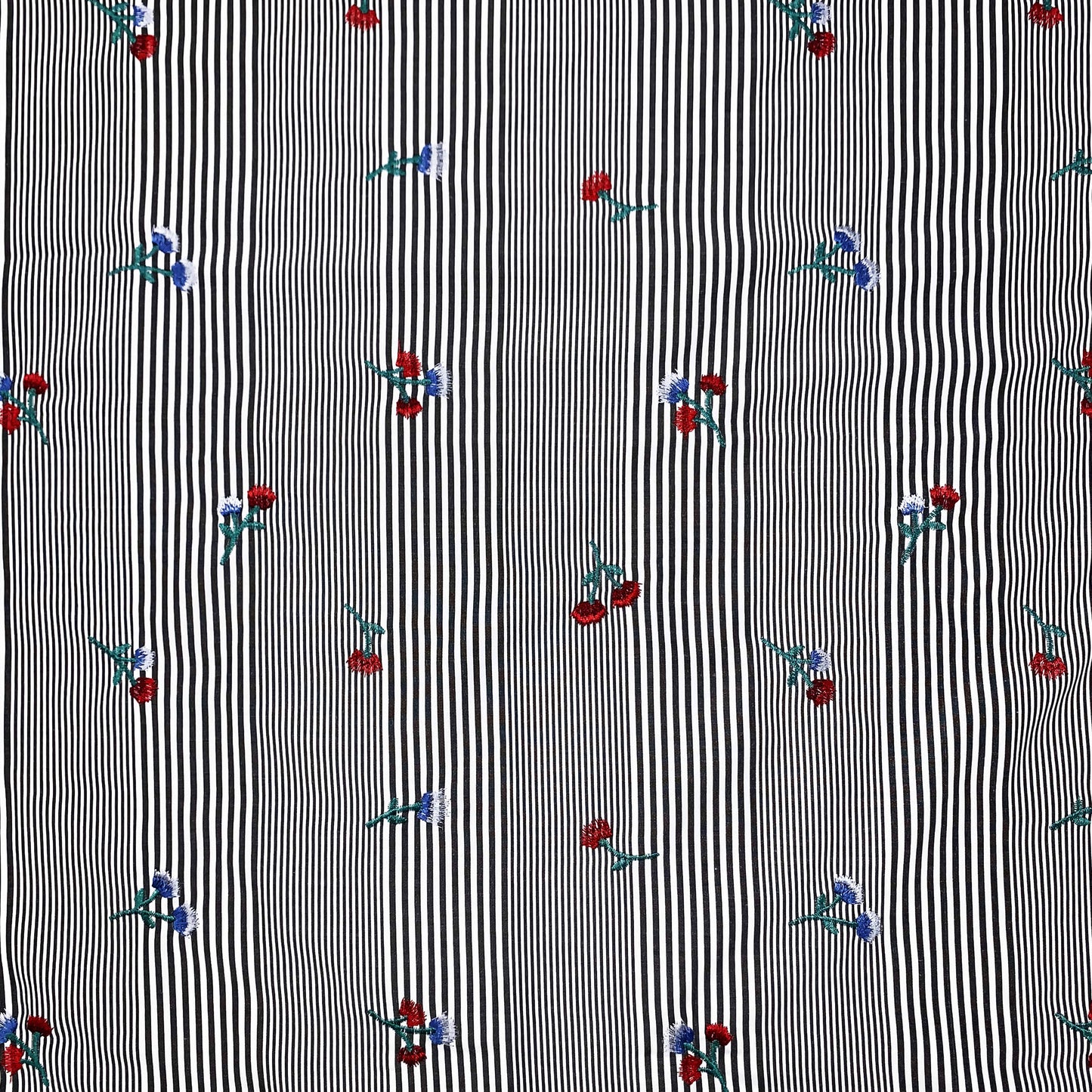 EB-422-306STP-T-BLACK-RED - STP VOILE 95% POLY 5% COTTON; EMB YARD 100% POLY