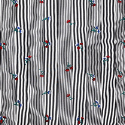 EB-422-306STP-T-BLACK-RED - STP VOILE 95% POLY 5% COTTON; EMB YARD 100% POLY