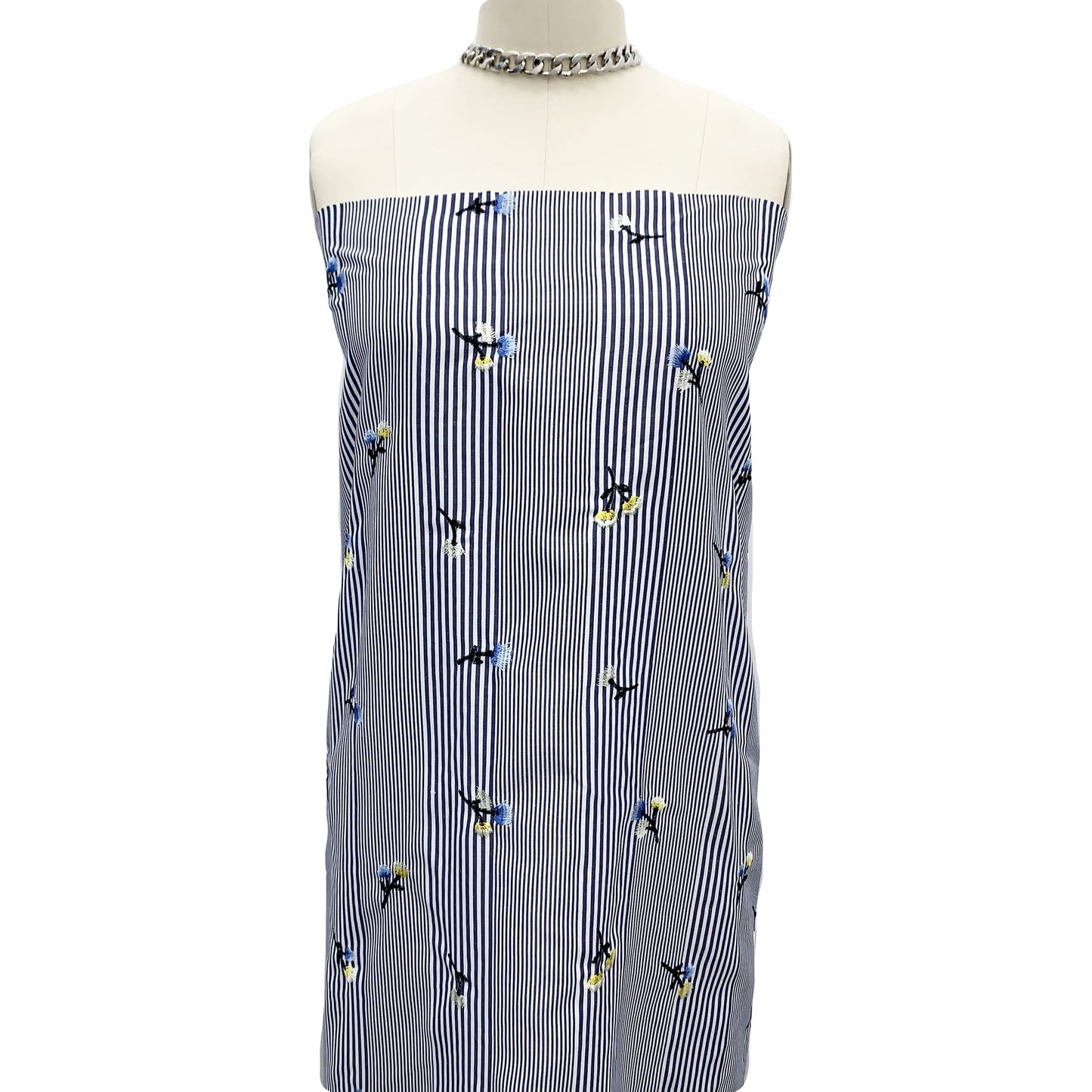 EB-422-306STP-T-DENIM-BLUE - STP VOILE 95% POLY 5% COTTON; EMB YARD 100% POLY