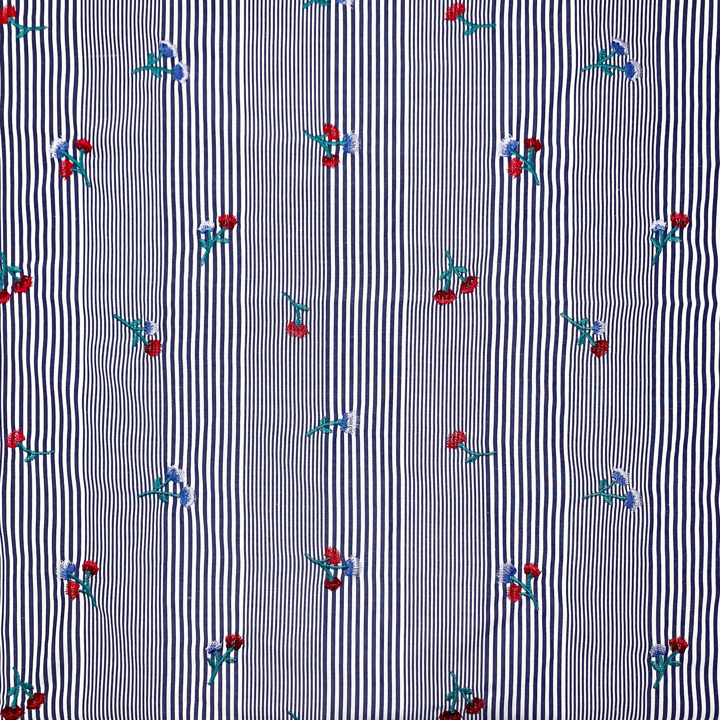 EB-422-306STP-T-DENIM-RED - STP VOILE 95% POLY 5% COTTON; EMB YARD 100% POLY