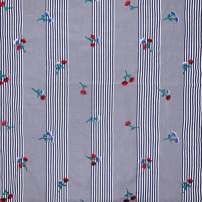 EB-422-306STP-T-DENIM-RED - STP VOILE 95% POLY 5% COTTON; EMB YARD 100% POLY