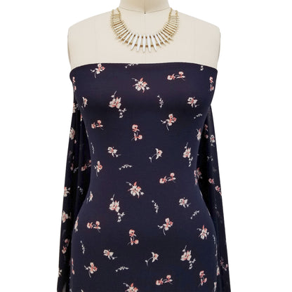 P-10008-502-NAVY-CORAL - PRINTED 100% POLY CHELSEA CHIFFON