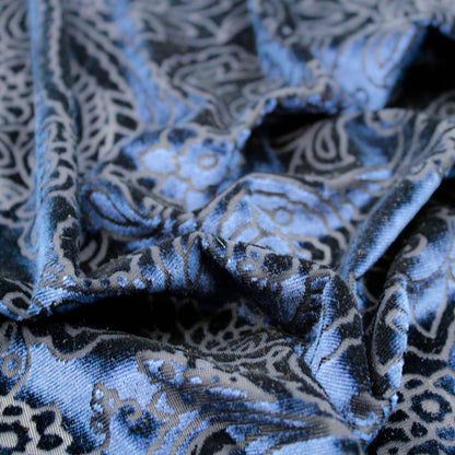 P-10089-VELVET-NAVY - PRINTED BURNT-OUT VELVET 68% POLY 24% NYLN 8% SPANDEX