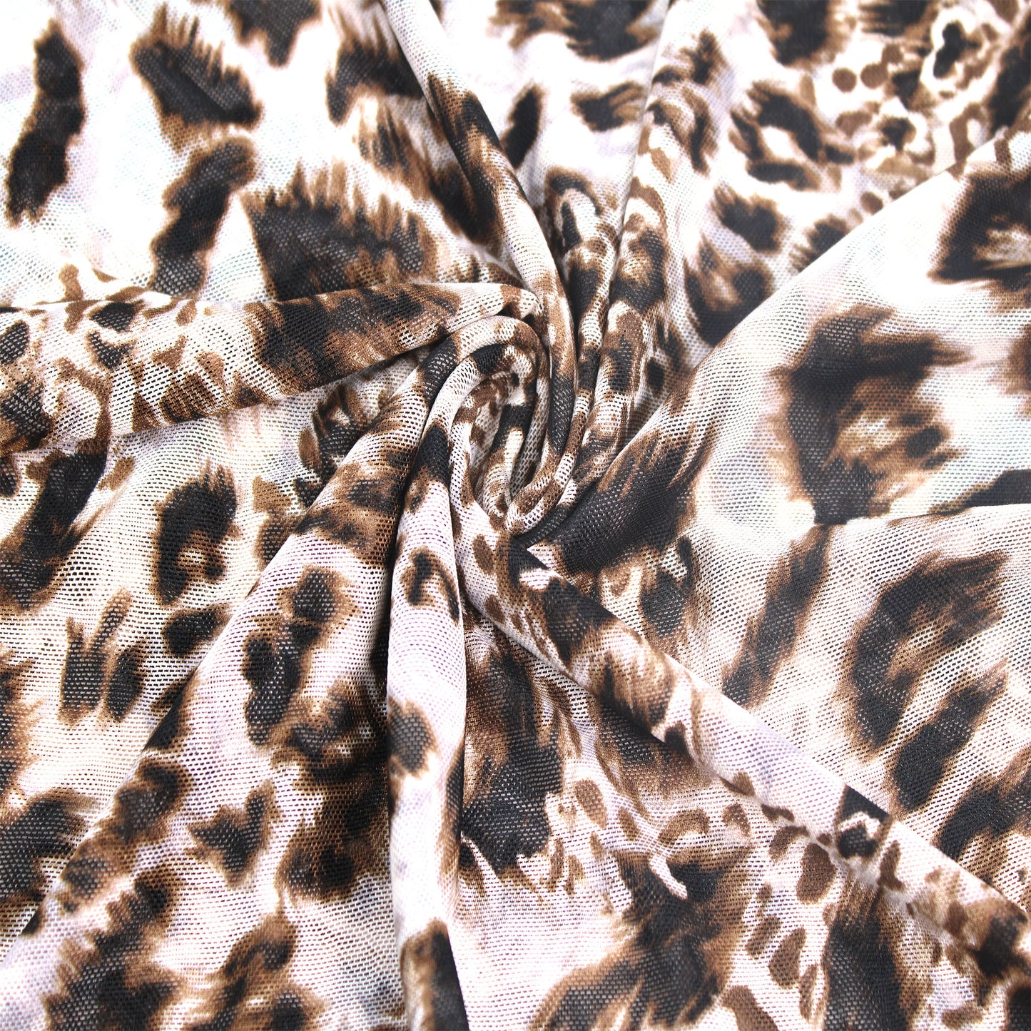 P-1011-453-OFFWHITE-COFFEE - PRINTED POLY POWER MESH 92%POLY 8%SPANDEX