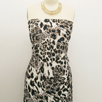 P-1011-504-OFFWHITE-COFFEE - PRINTED WOOL DOBBY 100% POLYESTER