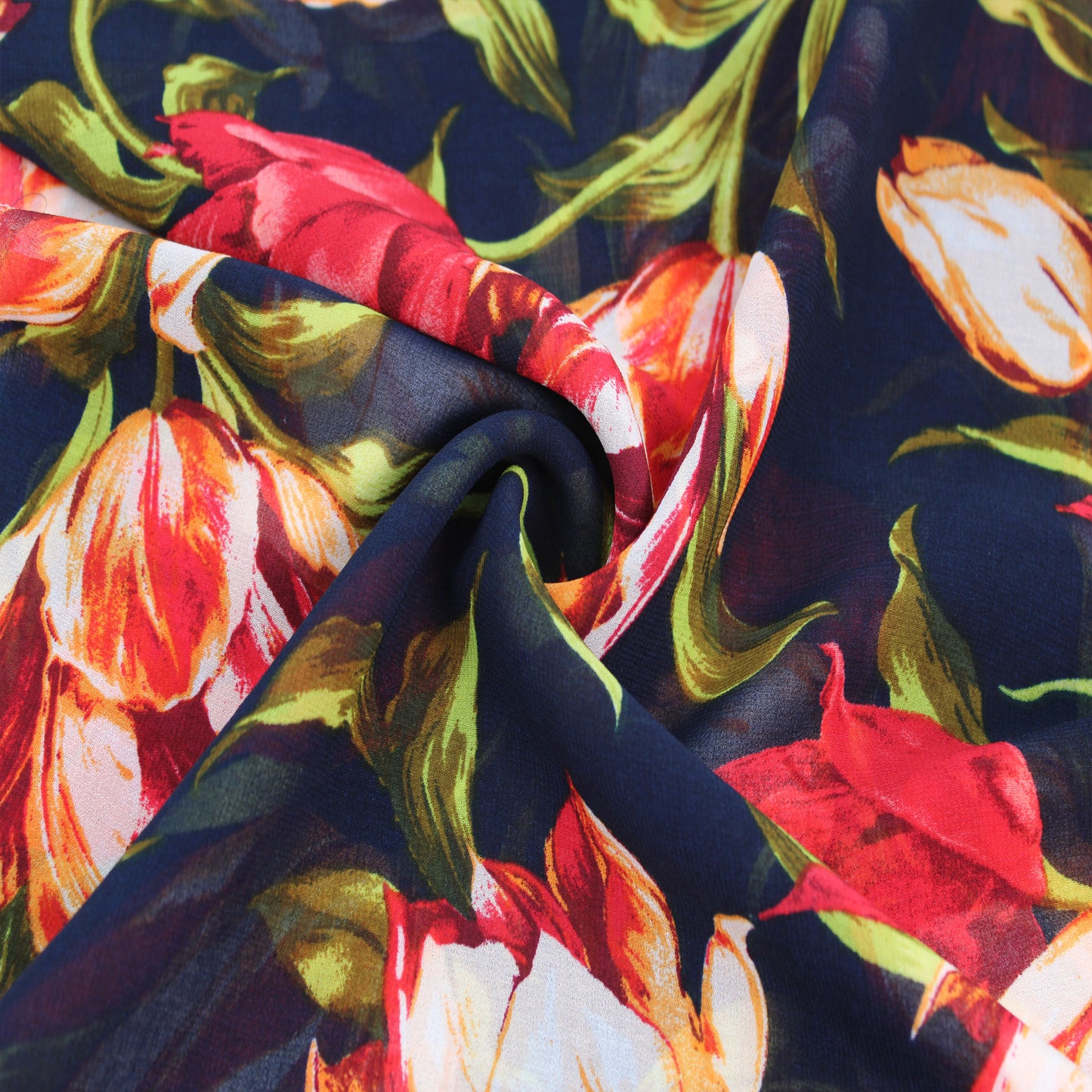 P-1018-501-NAVY-RED - PRINTED 100% POLYESTER HI MULTI CHIFFON WASH