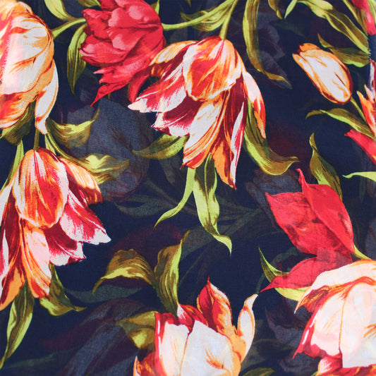 P-1018-501-NAVY-RED - PRINTED 100% POLYESTER HI MULTI CHIFFON WASH