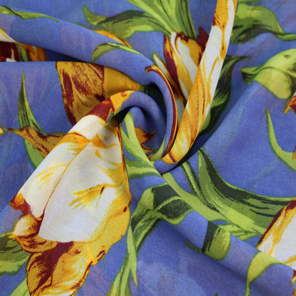 P-1018-501-WEDGEWOOD-MARIGOLD - PRINTED 100% POLYESTER HI MULTI CHIFFON WASH