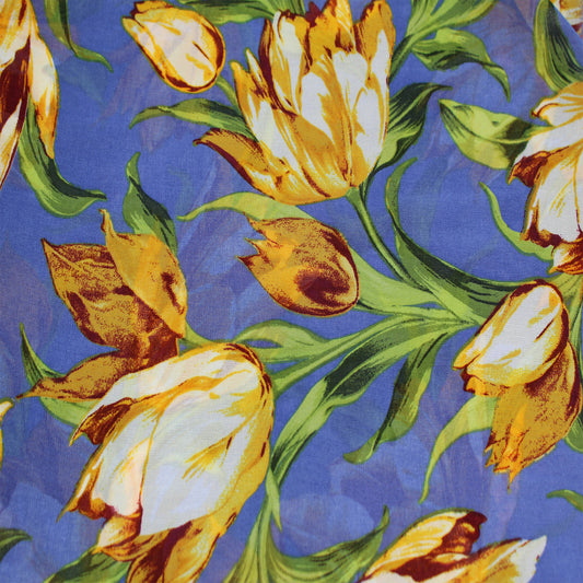 P-1018-501-WEDGEWOOD-MARIGOLD - PRINTED 100% POLYESTER HI MULTI CHIFFON WASH
