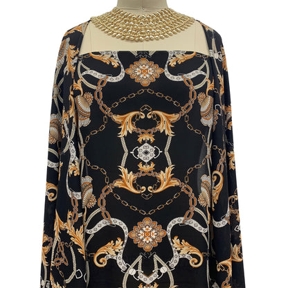 P-1019-504-BLACK-TOAST - PRINTED WOOL DOBBY 100% POLYESTER