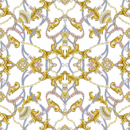 P-1019-504-OFFWHITE-GOLD - PRINTED WOOL DOBBY 100% POLYESTER