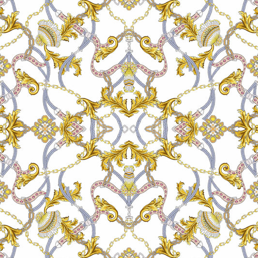 P-1019-504-OFFWHITE-GOLD - PRINTED WOOL DOBBY 100% POLYESTER