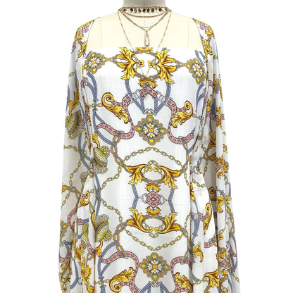 P-1019-504-OFFWHITE-GOLD - PRINTED WOOL DOBBY 100% POLYESTER