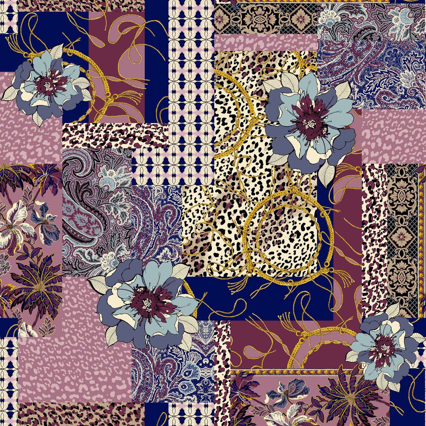 P-1022-450-NAVY-MAUVE-DENIM-BLUE - PRINTED ITY 96% POLY 4% SPANDEX