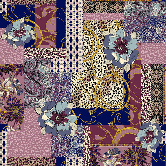 P-1022-450-NAVY-MAUVE-DENIM-BLUE - PRINTED ITY 96% POLY 4% SPANDEX