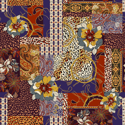 P-1022-754-MIDNIGHT-BLUE-RUST-DUCK-GREEN - PRINTED POLY MOROCCAN 100% POLY