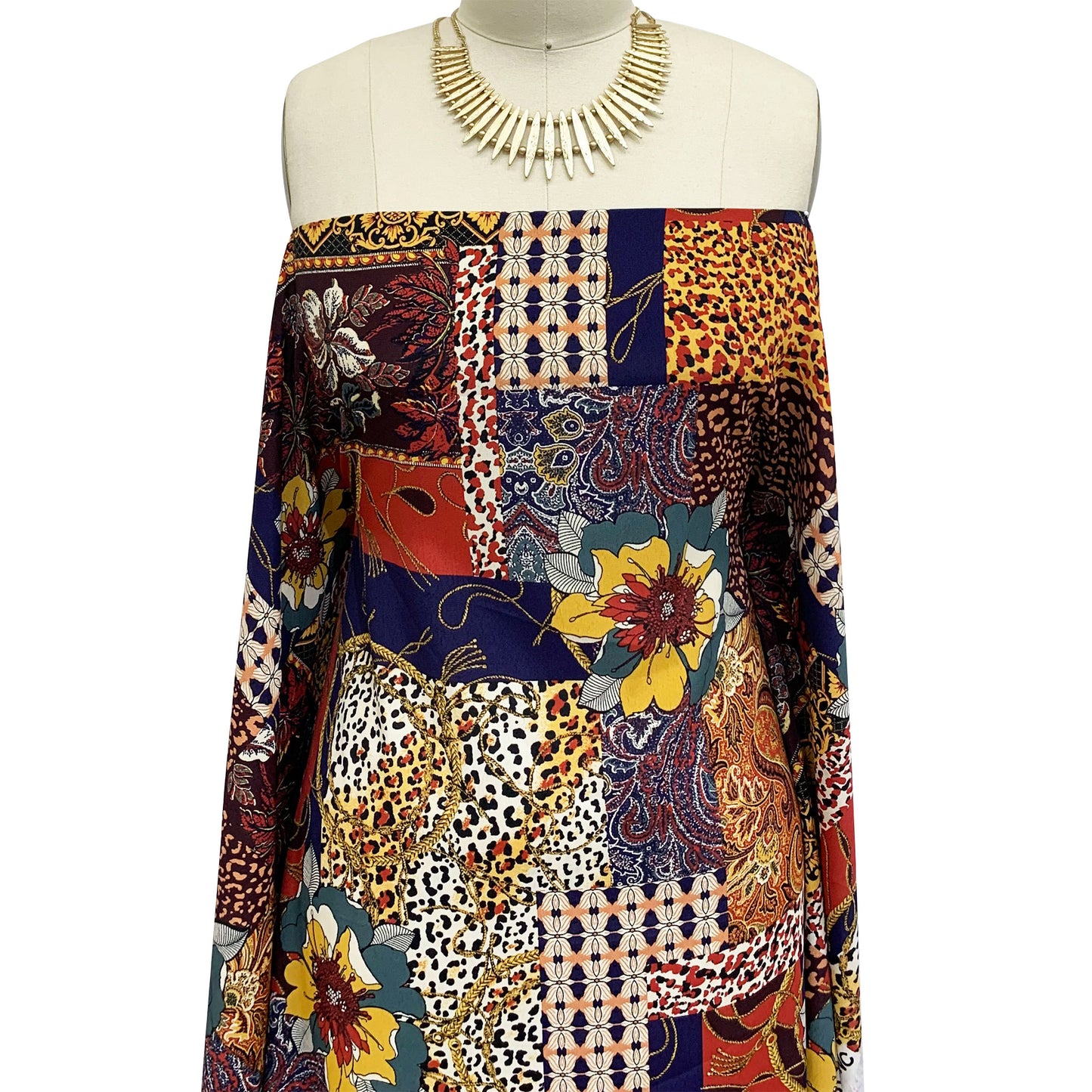 P-1022-754-MIDNIGHT-BLUE-RUST-DUCK-GREEN - PRINTED POLY MOROCCAN 100% POLY
