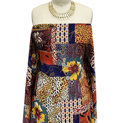 P-1022-754-MIDNIGHT-BLUE-RUST-DUCK-GREEN - PRINTED POLY MOROCCAN 100% POLY