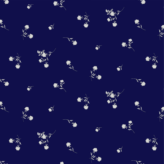 P-1045-504-NAVY-OFFWHITE - PRINTED WOOL DOBBY 100% POLYESTER