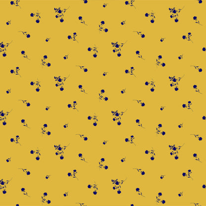 P-1045-504-SUNNY-GOLD-NAVY - PRINTED WOOL DOBBY 100% POLYESTER