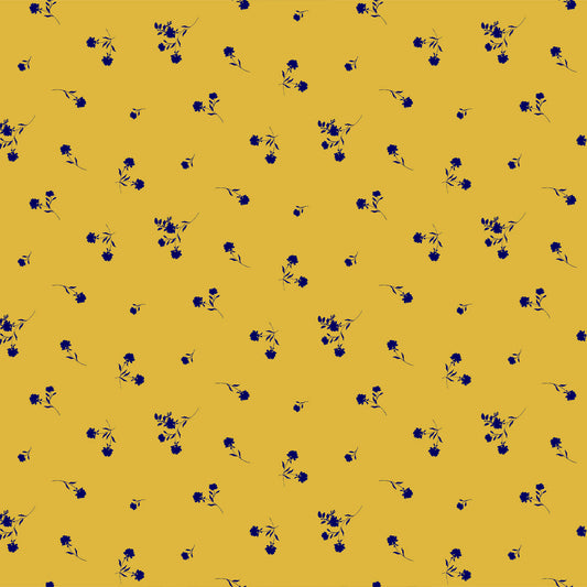 P-1045-504-SUNNY-GOLD-NAVY - PRINTED WOOL DOBBY 100% POLYESTER