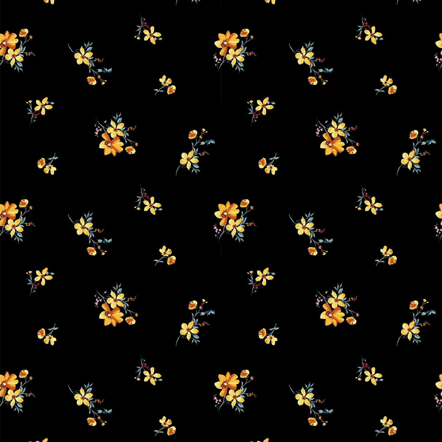 P-1048-504-BLACK-YELLOW - PRINTED WOOL DOBBY 100% POLYESTER