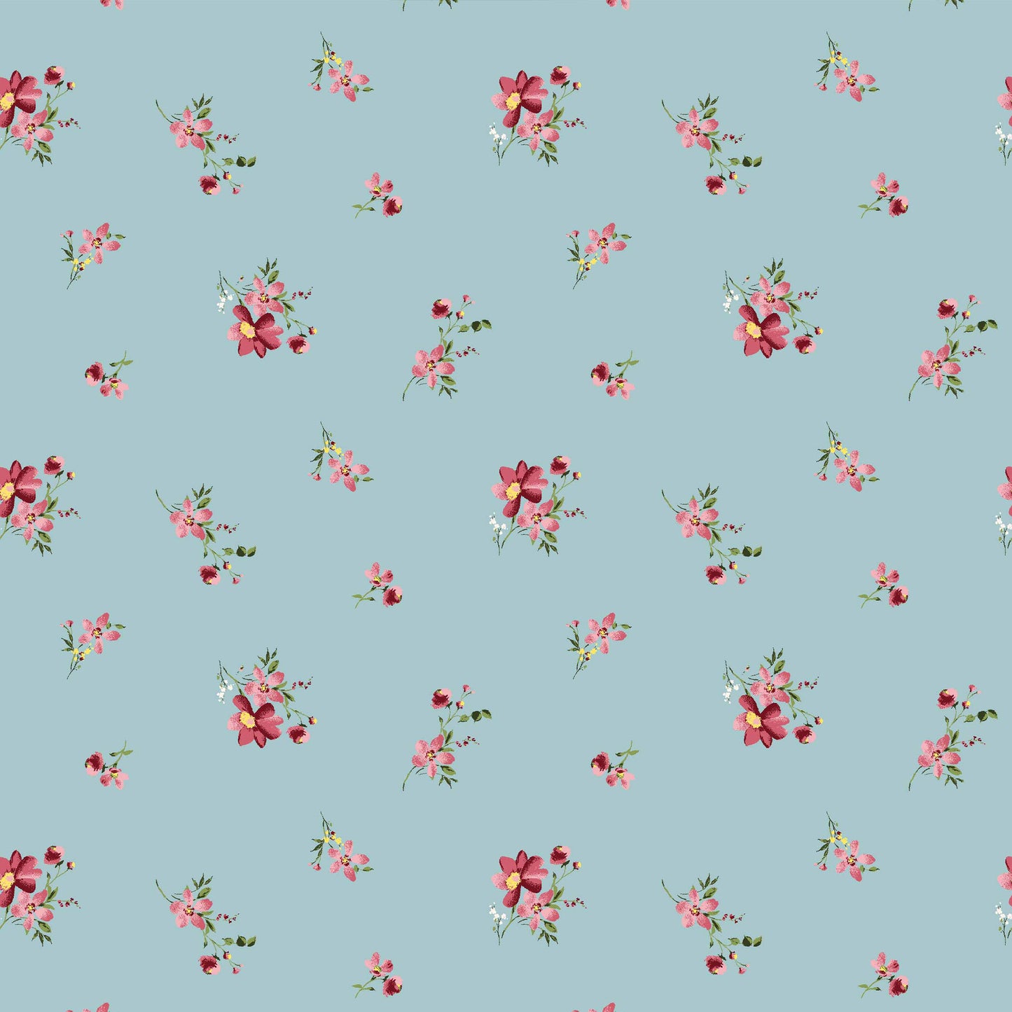 P-1048-504-EGGSHELL-BLUE-CORAL - PRINTED WOOL DOBBY 100% POLYESTER