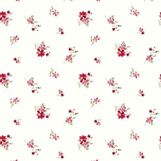 P-1048-504-OFFWHITE-RED - PRINTED WOOL DOBBY 100% POLYESTER