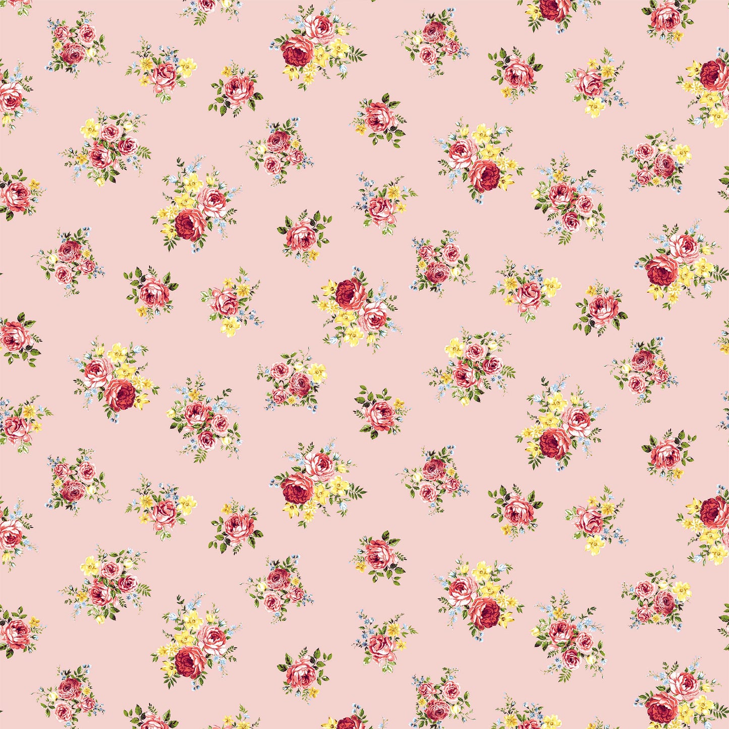 P-1052-504-BLUSH-CORAL-YELLOW - PRINTED WOOL DOBBY 100% POLYESTER