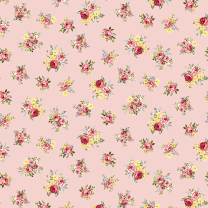 P-1052-504-BLUSH-CORAL-YELLOW - PRINTED WOOL DOBBY 100% POLYESTER