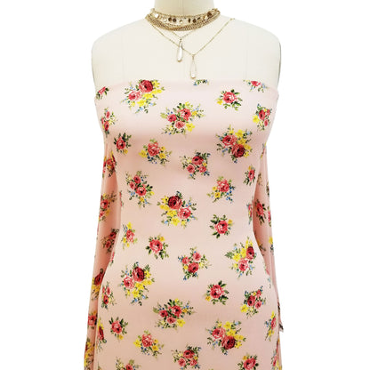 P-1052-504-BLUSH-CORAL-YELLOW - PRINTED WOOL DOBBY 100% POLYESTER