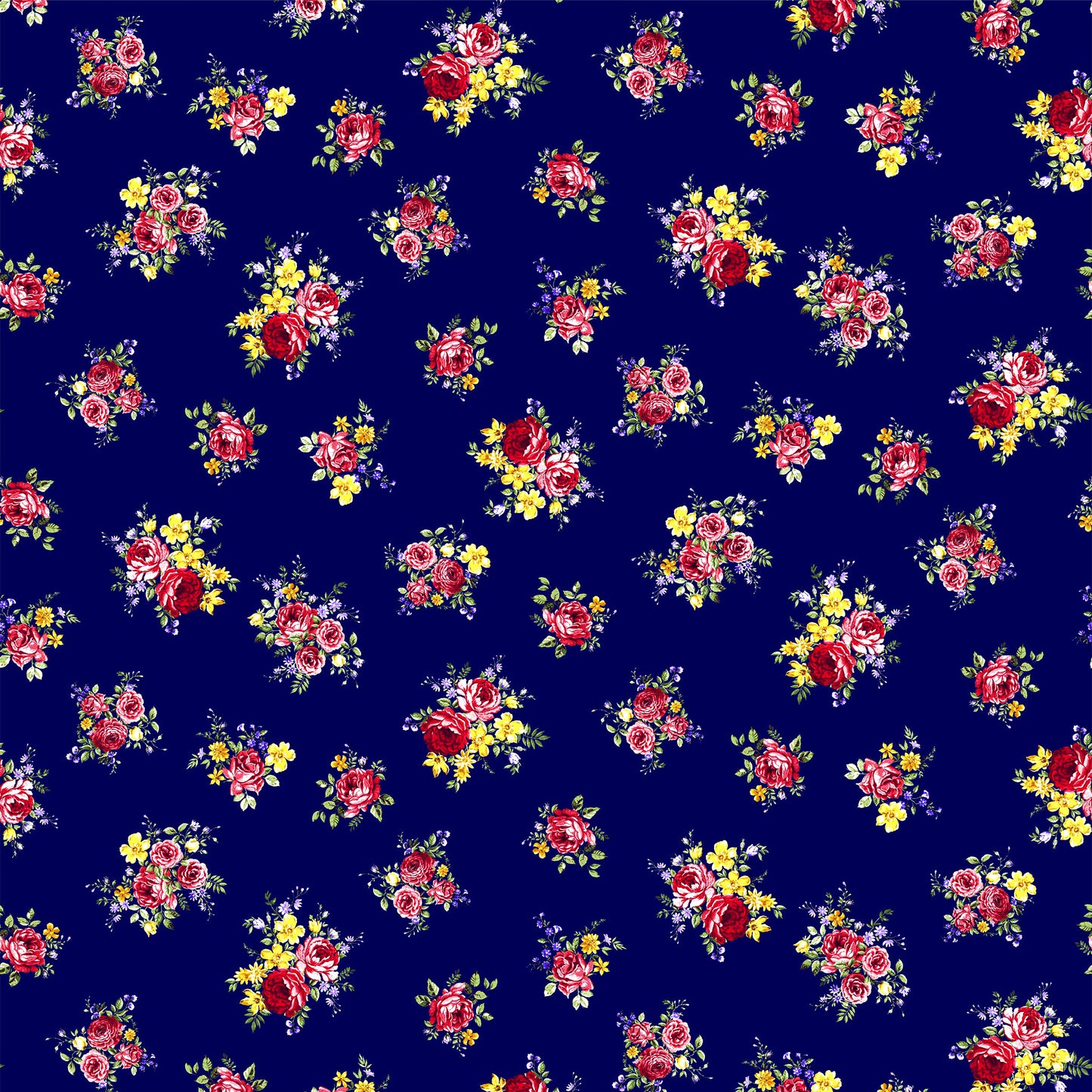 P-1052-504-NAVY-RED-YELLOW - PRINTED WOOL DOBBY 100% POLYESTER