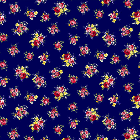 P-1052-504-NAVY-RED-YELLOW - PRINTED WOOL DOBBY 100% POLYESTER