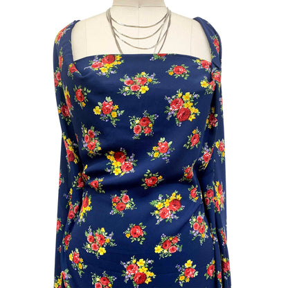 P-1052-504-NAVY-RED-YELLOW - PRINTED WOOL DOBBY 100% POLYESTER