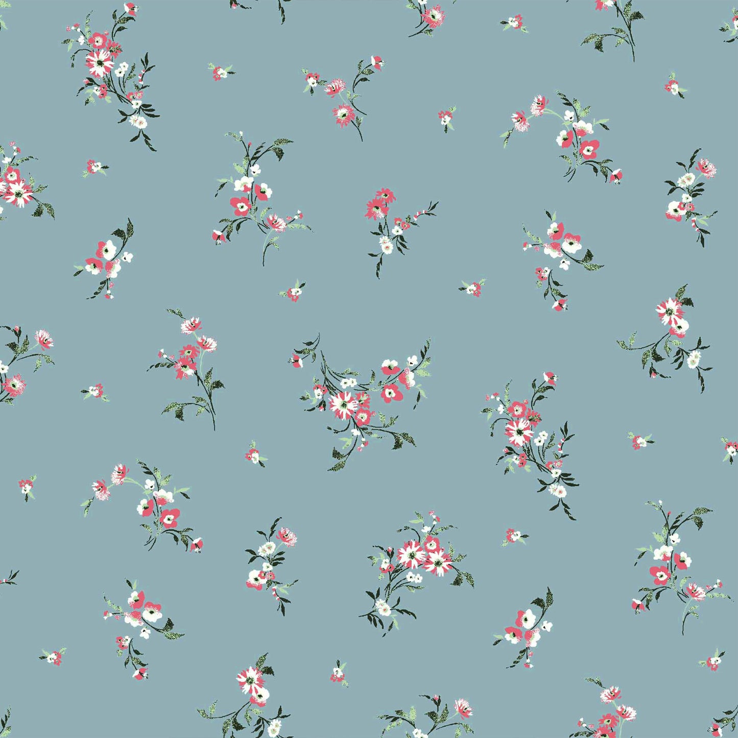 P-1056-504-EGGSHELL-BLUE-CORAL - PRINTED WOOL DOBBY 100% POLYESTER