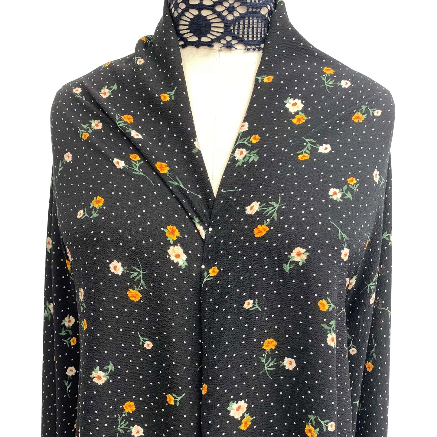 P-1057-586-BLACK-YELLOW - PRINTED CREPE CHIFFON 97% POLY 3% SPANDEX