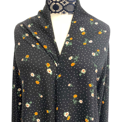 P-1057-586-BLACK-YELLOW - PRINTED CREPE CHIFFON 97% POLY 3% SPANDEX