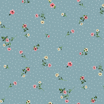 P-1057-586-MINERAL-BLUE-GUAVA - PRINTED CREPE CHIFFON 97% POLY 3% SPANDEX