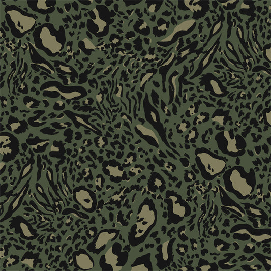 P-1073-506-ARMY-GREEN-TAUPE - PRINTED FRENCH TERRY 63%POLY  33%RAYON  4% SPANDEX