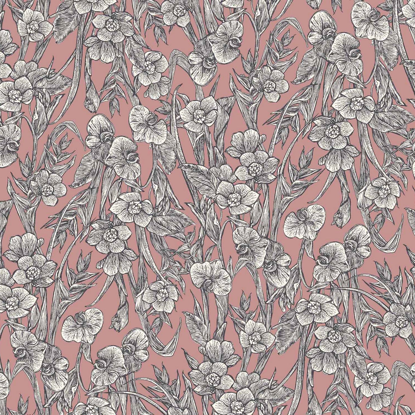 P-1076-698-ROSE-GOLD-CHARCOAL- PRINTED RAYON CHALLIS 100% RAYON CHALLIS