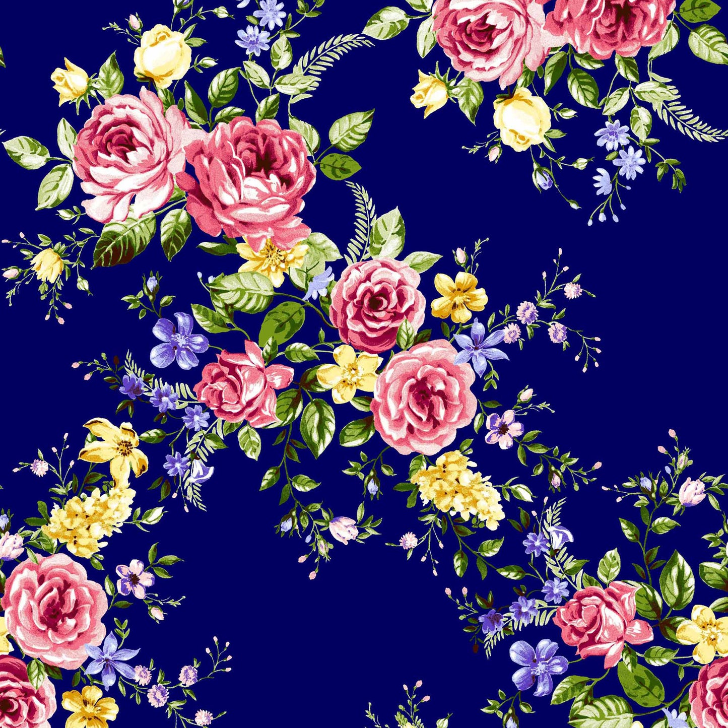 P-1086-504-NAVY-CORAL - PRINTED WOOL DOBBY 100% POLYESTER