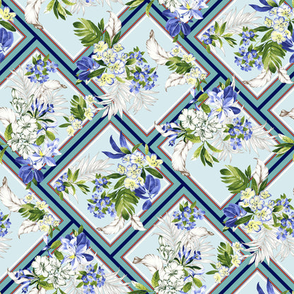 P-1089-504-BLUE-TINT-SAPPHIRE - PRINTED WOOL DOBBY 100% POLYESTER