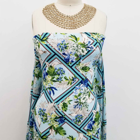 P-1089-504-BLUE-TINT-SAPPHIRE - PRINTED WOOL DOBBY 100% POLYESTER