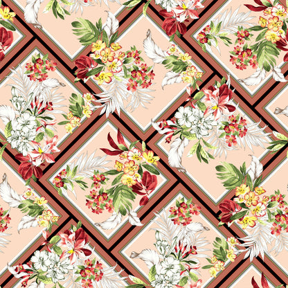 P-1089-504-PEACH-SPICY-CORAL - PRINTED WOOL DOBBY 100% POLYESTER